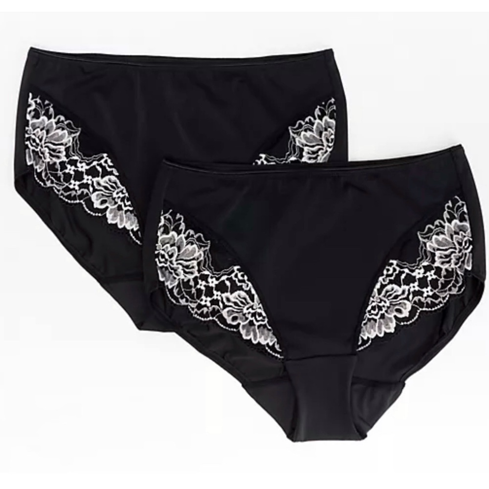 Breezies Luxe Lace Two Tone Briefs Size Large 2-Pair